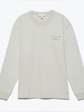 Frame Mens Museum Of Peace And Quiet T Shirt Ivory Long Sleeve Crew Neck Size L